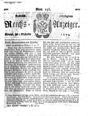 Kaiserlich privilegirter Reichs-Anzeiger (Allgemeiner Anzeiger der Deutschen) Montag 5. September 1803