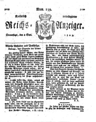 Kaiserlich privilegirter Reichs-Anzeiger (Allgemeiner Anzeiger der Deutschen) Donnerstag 8. September 1803