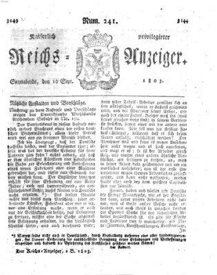 Kaiserlich privilegirter Reichs-Anzeiger (Allgemeiner Anzeiger der Deutschen) Samstag 10. September 1803