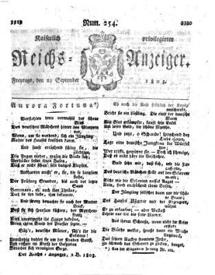 Kaiserlich privilegirter Reichs-Anzeiger (Allgemeiner Anzeiger der Deutschen) Freitag 23. September 1803