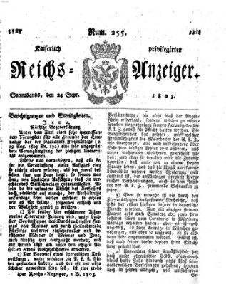 Kaiserlich privilegirter Reichs-Anzeiger (Allgemeiner Anzeiger der Deutschen) Samstag 24. September 1803