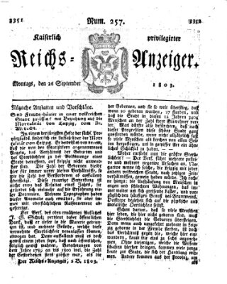 Kaiserlich privilegirter Reichs-Anzeiger (Allgemeiner Anzeiger der Deutschen) Montag 26. September 1803