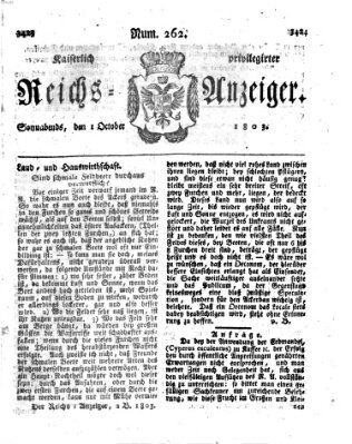 Kaiserlich privilegirter Reichs-Anzeiger (Allgemeiner Anzeiger der Deutschen) Samstag 1. Oktober 1803