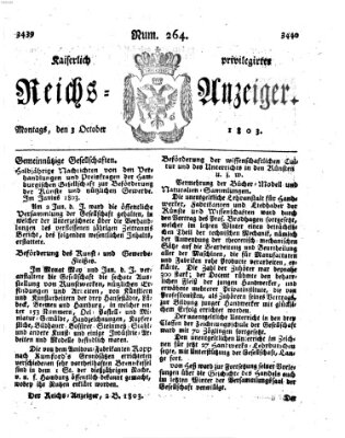 Kaiserlich privilegirter Reichs-Anzeiger (Allgemeiner Anzeiger der Deutschen) Montag 3. Oktober 1803