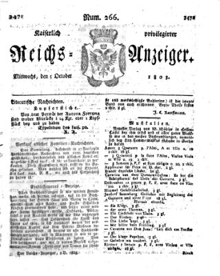 Kaiserlich privilegirter Reichs-Anzeiger (Allgemeiner Anzeiger der Deutschen) Mittwoch 5. Oktober 1803