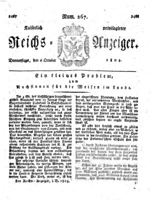 Kaiserlich privilegirter Reichs-Anzeiger (Allgemeiner Anzeiger der Deutschen) Donnerstag 6. Oktober 1803