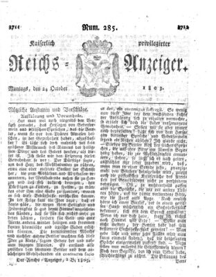 Kaiserlich privilegirter Reichs-Anzeiger (Allgemeiner Anzeiger der Deutschen) Montag 24. Oktober 1803