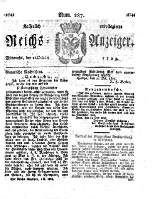 Kaiserlich privilegirter Reichs-Anzeiger (Allgemeiner Anzeiger der Deutschen) Mittwoch 26. Oktober 1803