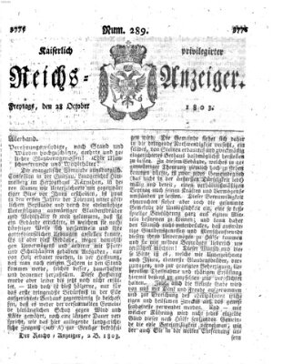 Kaiserlich privilegirter Reichs-Anzeiger (Allgemeiner Anzeiger der Deutschen) Freitag 28. Oktober 1803