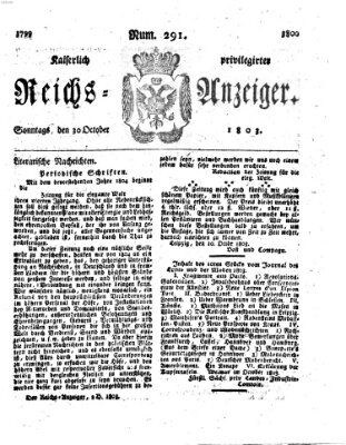 Kaiserlich privilegirter Reichs-Anzeiger (Allgemeiner Anzeiger der Deutschen) Sonntag 30. Oktober 1803