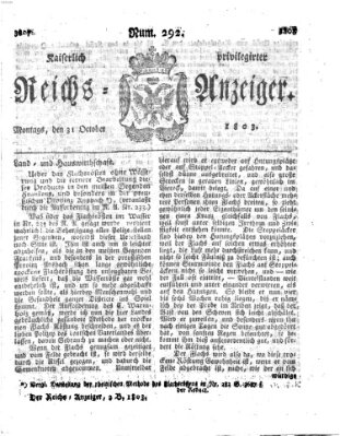 Kaiserlich privilegirter Reichs-Anzeiger (Allgemeiner Anzeiger der Deutschen) Montag 31. Oktober 1803