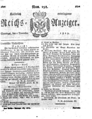 Kaiserlich privilegirter Reichs-Anzeiger (Allgemeiner Anzeiger der Deutschen) Sonntag 6. November 1803