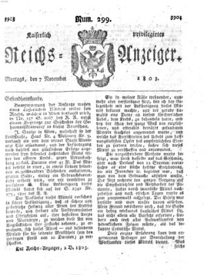 Kaiserlich privilegirter Reichs-Anzeiger (Allgemeiner Anzeiger der Deutschen) Montag 7. November 1803