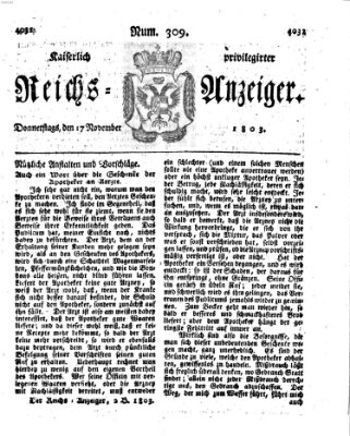 Kaiserlich privilegirter Reichs-Anzeiger (Allgemeiner Anzeiger der Deutschen) Donnerstag 17. November 1803