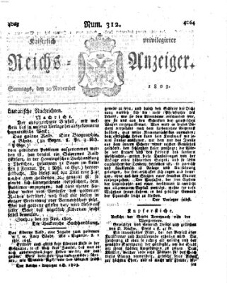 Kaiserlich privilegirter Reichs-Anzeiger (Allgemeiner Anzeiger der Deutschen) Sonntag 20. November 1803