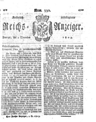 Kaiserlich privilegirter Reichs-Anzeiger (Allgemeiner Anzeiger der Deutschen) Freitag 9. Dezember 1803