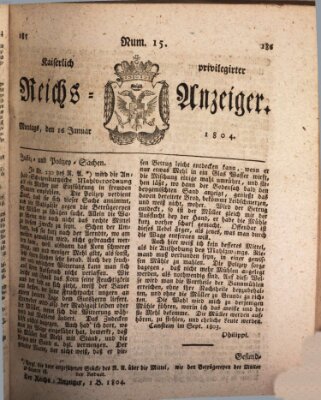 Kaiserlich privilegirter Reichs-Anzeiger (Allgemeiner Anzeiger der Deutschen) Montag 16. Januar 1804