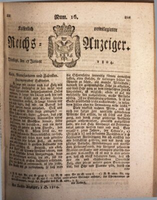 Kaiserlich privilegirter Reichs-Anzeiger (Allgemeiner Anzeiger der Deutschen) Dienstag 17. Januar 1804