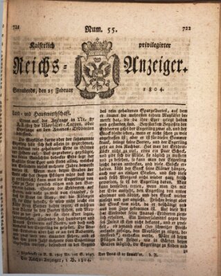 Kaiserlich privilegirter Reichs-Anzeiger (Allgemeiner Anzeiger der Deutschen) Samstag 25. Februar 1804