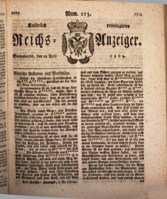 Kaiserlich privilegirter Reichs-Anzeiger (Allgemeiner Anzeiger der Deutschen) Samstag 28. April 1804