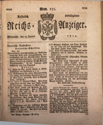 Kaiserlich privilegirter Reichs-Anzeiger (Allgemeiner Anzeiger der Deutschen) Mittwoch 13. Juni 1804