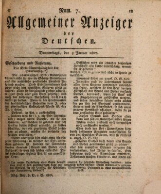 Allgemeiner Anzeiger der Deutschen Donnerstag 8. Januar 1807