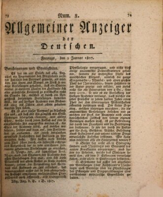 Allgemeiner Anzeiger der Deutschen Freitag 9. Januar 1807