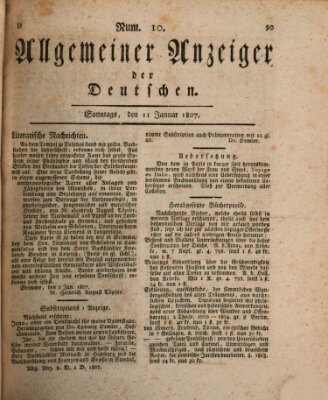 Allgemeiner Anzeiger der Deutschen Sonntag 11. Januar 1807