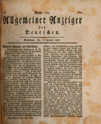 Allgemeiner Anzeiger der Deutschen Dienstag 13. Januar 1807