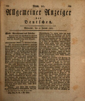 Allgemeiner Anzeiger der Deutschen Mittwoch 21. Januar 1807