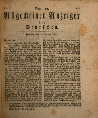 Allgemeiner Anzeiger der Deutschen Freitag 23. Januar 1807