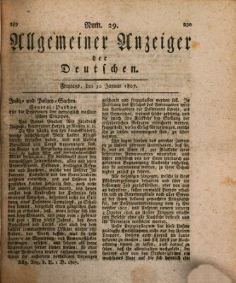 Allgemeiner Anzeiger der Deutschen Freitag 30. Januar 1807