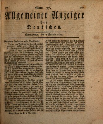 Allgemeiner Anzeiger der Deutschen Samstag 7. Februar 1807