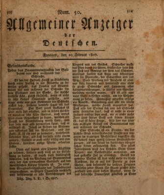 Allgemeiner Anzeiger der Deutschen Freitag 20. Februar 1807