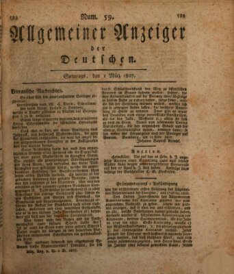 Allgemeiner Anzeiger der Deutschen Sonntag 1. März 1807