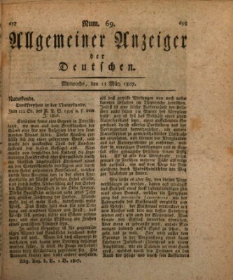 Allgemeiner Anzeiger der Deutschen Mittwoch 11. März 1807