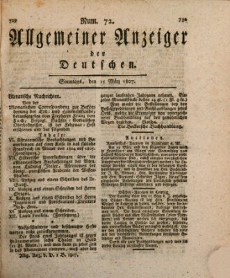 Allgemeiner Anzeiger der Deutschen Sonntag 15. März 1807