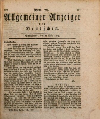 Allgemeiner Anzeiger der Deutschen Samstag 21. März 1807