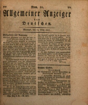 Allgemeiner Anzeiger der Deutschen Montag 23. März 1807