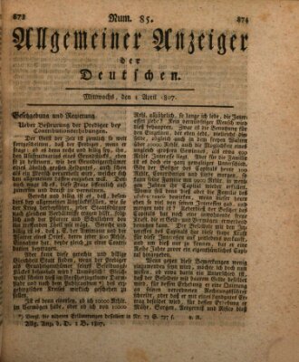 Allgemeiner Anzeiger der Deutschen Mittwoch 1. April 1807