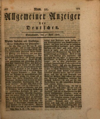 Allgemeiner Anzeiger der Deutschen Samstag 11. April 1807