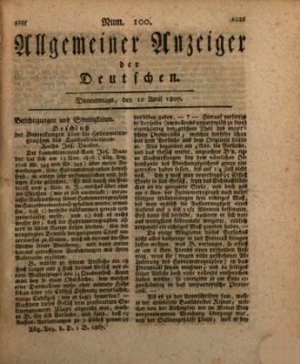 Allgemeiner Anzeiger der Deutschen Donnerstag 16. April 1807