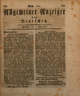 Allgemeiner Anzeiger der Deutschen Freitag 17. April 1807