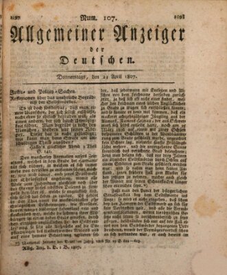 Allgemeiner Anzeiger der Deutschen Donnerstag 23. April 1807