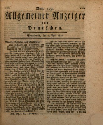 Allgemeiner Anzeiger der Deutschen Samstag 25. April 1807