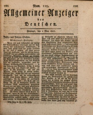 Allgemeiner Anzeiger der Deutschen Freitag 1. Mai 1807