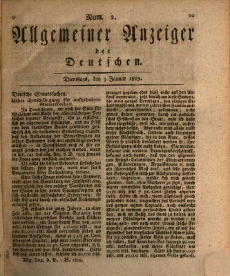 Allgemeiner Anzeiger der Deutschen Dienstag 3. Januar 1809