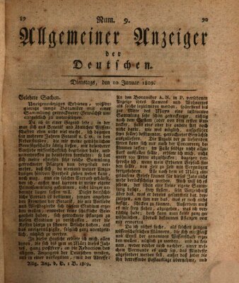 Allgemeiner Anzeiger der Deutschen Dienstag 10. Januar 1809