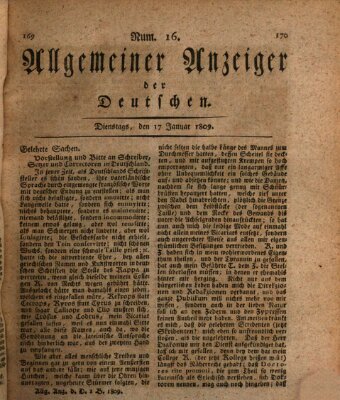 Allgemeiner Anzeiger der Deutschen Dienstag 17. Januar 1809