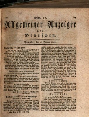 Allgemeiner Anzeiger der Deutschen Mittwoch 18. Januar 1809